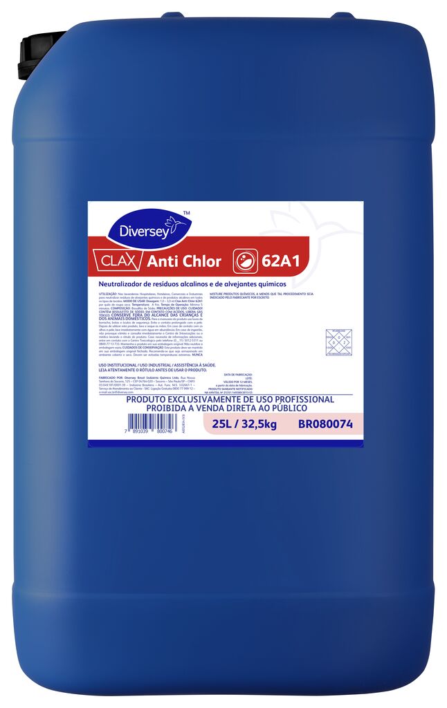 CLAX ANTI CHLOR 25L - NEUTRALIZADOR DE RESÍDUOS ALCALINOS E DE ALVEJANTES QUÍMICOS